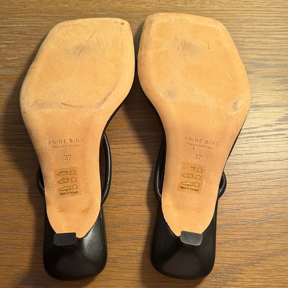 Anine Bing Black Strappy Square-Toe Heeled Sandals - Picture 3 of 4